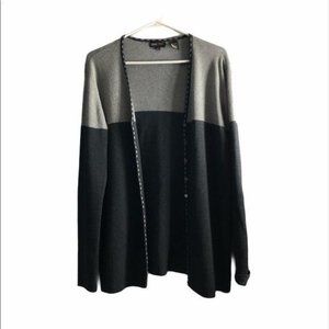 Jeanne Pierre Color Block Gray and Black Cardigan Sweater Large